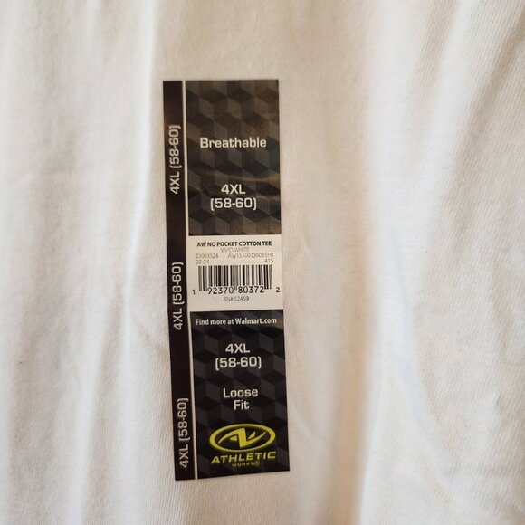 Athletic Works Mens 4XL Tee White 100% Cotton Tee Breathable Loose Fit - Picture 2 of 7